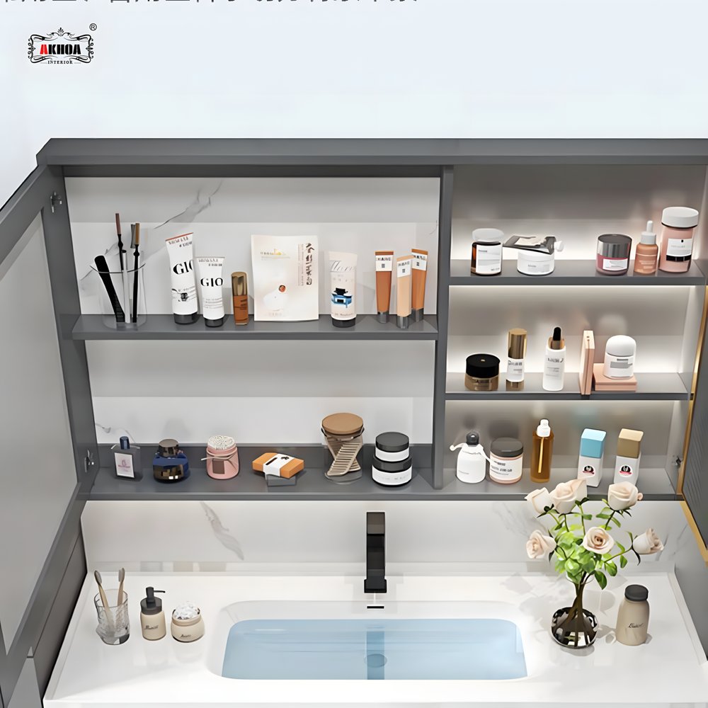 BỘ TỦ GƯƠNG PHÒNG TẮM CAO CẤP AKHOA PVC11 80CM 2 PVC11 80 04